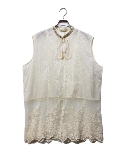 Curensology（カレンソロジー）Curensology (カレンソロジー) オーガンビジューブラウス ホワイト サイズ:F 未使用品の古着・服飾アイテム