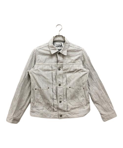 DAPPER'S（ダッパーズ）DAPPER'S (ダッパーズ) ストライプデニムジャケット ホワイト サイズ:38の古着・服飾アイテム