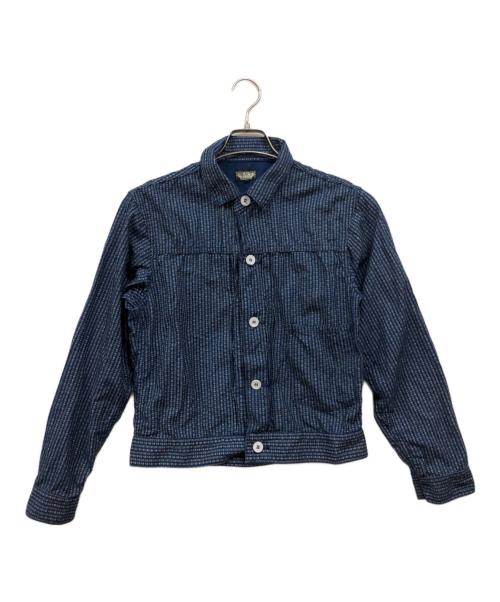BLACK SIGN（ブラックサイン）BLACK SIGN (ブラックサイン) ストライププリントシャツ インディゴ サイズ:36の古着・服飾アイテム
