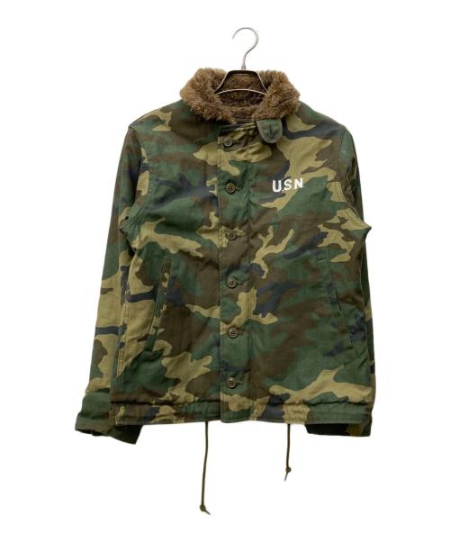 HOUSTON（ヒューストン）HOUSTON (ヒューストン) N-1 デッキジャケット カーキ(迷彩) サイズ:38の古着・服飾アイテム