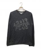 COMME des GARCONS HOMME PLUSコムデギャルソンオムプリュス）の古着「ロゴプリントダメージ加工ニット」｜ブラック