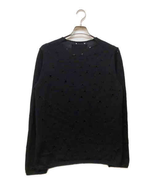 COMME des GARCONS HOMME PLUS（コムデギャルソンオムプリュス）COMME des GARCONS HOMME PLUS (コムデギャルソンオムプリュス) ロゴプリントダメージ加工ニット ブラック サイズ:Sの古着・服飾アイテム