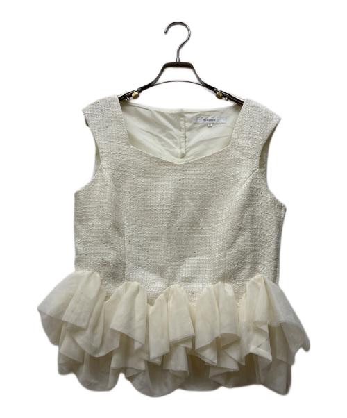 Rirandture（リランドチュール）Rirandture (リランドチュール) チュールラッフルツィードトップス ホワイト サイズ:2の古着・服飾アイテム