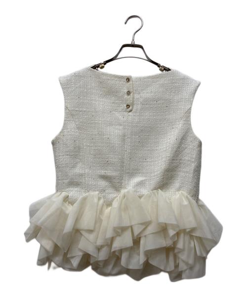Rirandture（リランドチュール）Rirandture (リランドチュール) チュールラッフルツィードトップス ホワイト サイズ:2の古着・服飾アイテム