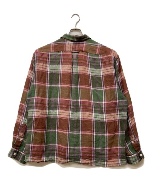 POLO RALPH LAUREN（ポロ・ラルフローレン）POLO RALPH LAUREN (ポロ・ラルフローレン) オープンカラーリネンチェックシャツ レッド サイズ:XLの古着・服飾アイテム