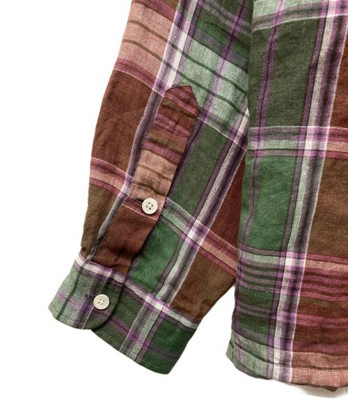 POLO RALPH LAUREN（ポロ・ラルフローレン）POLO RALPH LAUREN (ポロ・ラルフローレン) オープンカラーリネンチェックシャツ レッド サイズ:XLの古着・服飾アイテム