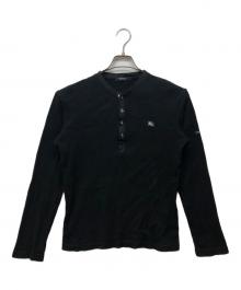 BURBERRY BLACK LABEL（バーバリーブラックレーベル）の古着「ヘンリーネックニット」｜ブラック