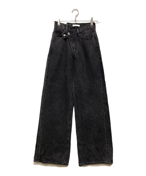 moussy（マウジー）moussy (マウジー) CROSS WAIST WIDE STRAIGHT ブラックの古着・服飾アイテム