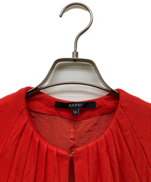 GUCCI（グッチ）GUCCI (グッチ) ストライプラインノースリーブワンピース レッド サイズ:38の古着・服飾アイテム