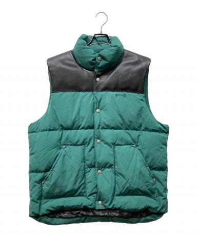 Schott ショット ウールダウンベスト 千鳥格子 レザー切替 S Schott ショット ウールダウンベスト 千鳥格子 レザー切替 S Schott