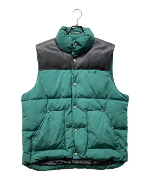 Schott（ショット）Schott (ショット) レザー切替ダウンベスト グリーン サイズ:XLの古着・服飾アイテム