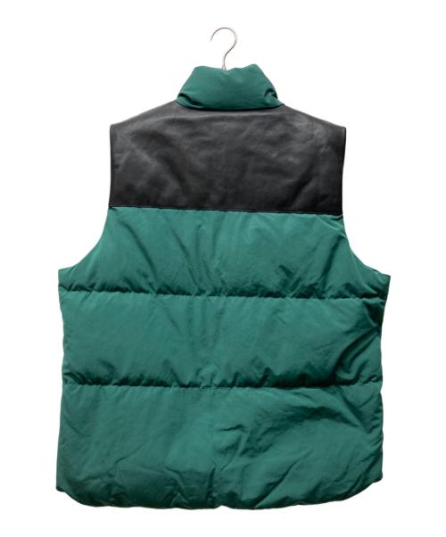 Schott（ショット）Schott (ショット) レザー切替ダウンベスト グリーン サイズ:XLの古着・服飾アイテム