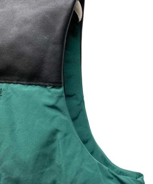 Schott（ショット）Schott (ショット) レザー切替ダウンベスト グリーン サイズ:XLの古着・服飾アイテム