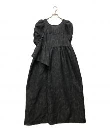 ANDRESD（アンドレスド）の古着「bubble sleeve jacquard dress」｜ブラック