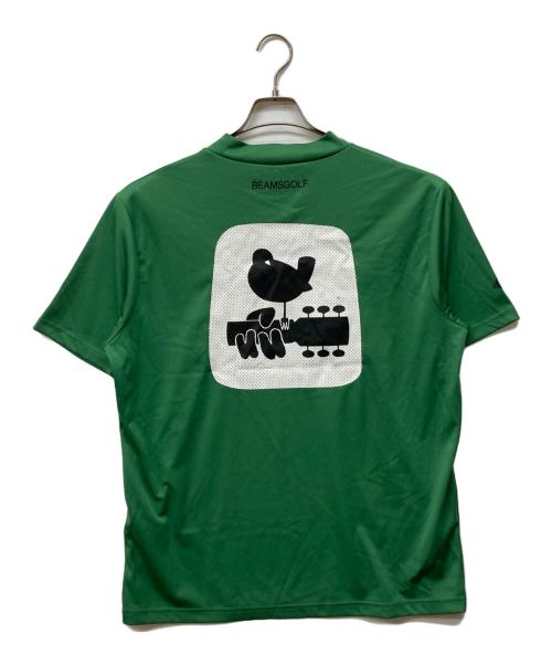 BEAMS GOLF（ビームスゴルフ）BEAMS GOLF (ビームスゴルフ) WOOD STOCK (ウッドストック) バックプリント モックネックシャツ グリーン サイズ:Lの古着・服飾アイテム