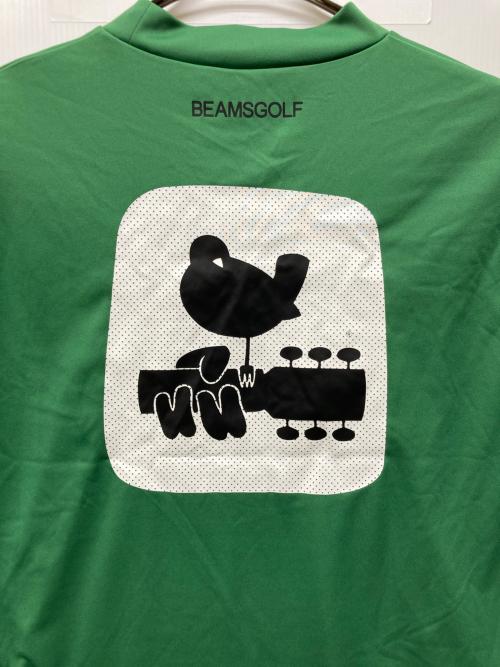 BEAMS GOLF（ビームスゴルフ）BEAMS GOLF (ビームスゴルフ) WOOD STOCK (ウッドストック) バックプリント モックネックシャツ グリーン サイズ:Lの古着・服飾アイテム