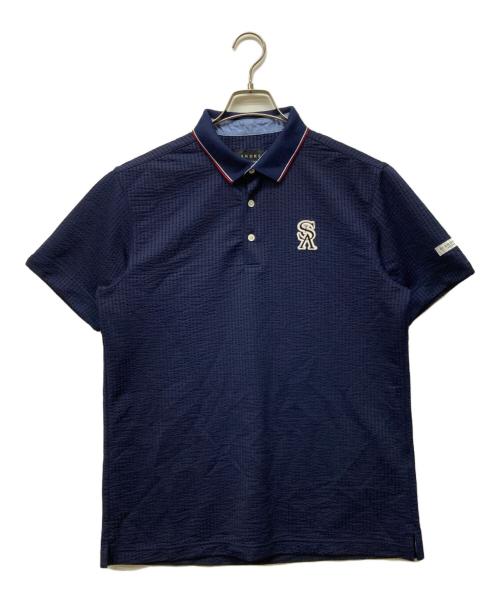 St ANDREWS（セントアンドリュース）St ANDREWS (セントアンドリュース) シアサッカーポロシャツ ネイビー サイズ:LLの古着・服飾アイテム