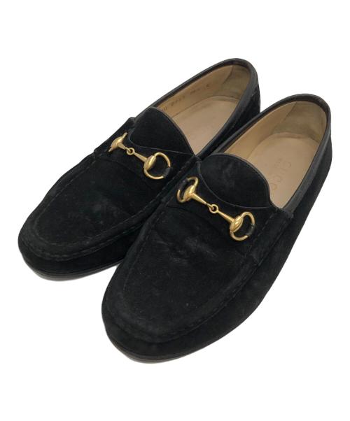 GUCCI（グッチ）GUCCI (グッチ) ホースビットスウェードレザーローファー ブラック サイズ:36 1/2の古着・服飾アイテム