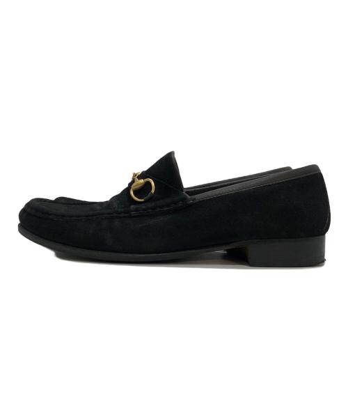 GUCCI（グッチ）GUCCI (グッチ) ホースビットスウェードレザーローファー ブラック サイズ:36 1/2の古着・服飾アイテム