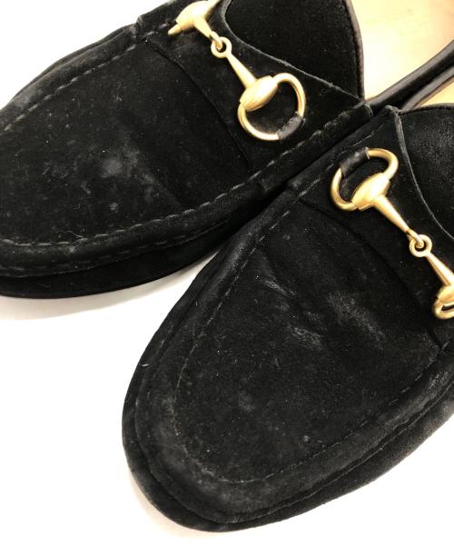 GUCCI（グッチ）GUCCI (グッチ) ホースビットスウェードレザーローファー ブラック サイズ:36 1/2の古着・服飾アイテム