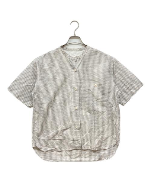 MHL（マーガレットハウエル）MHL (エムエイチエル) ノーカラーチェックシャツ ベージュ サイズ:1の古着・服飾アイテム