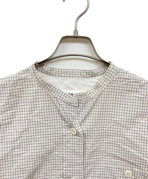MHL（マーガレットハウエル）MHL (エムエイチエル) ノーカラーチェックシャツ ベージュ サイズ:1の古着・服飾アイテム