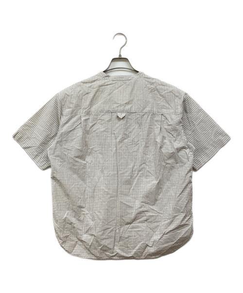 MHL（マーガレットハウエル）MHL (エムエイチエル) ノーカラーチェックシャツ ベージュ サイズ:1の古着・服飾アイテム
