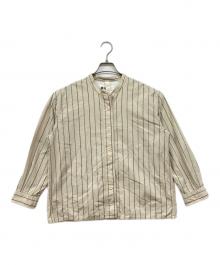 MHL（マーガレットハウエル）の古着「ノーカラーストライプシャツ」｜アイボリー