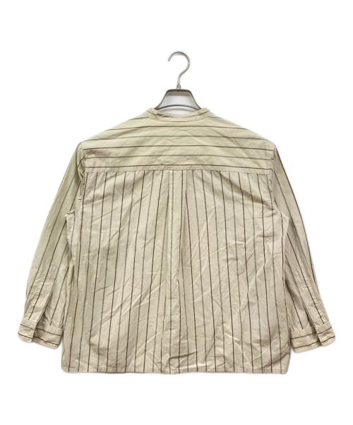 MHL（エムエイチエル）MHL (エムエイチエル) ノーカラーストライプシャツ アイボリー サイズ:2の古着・服飾アイテム