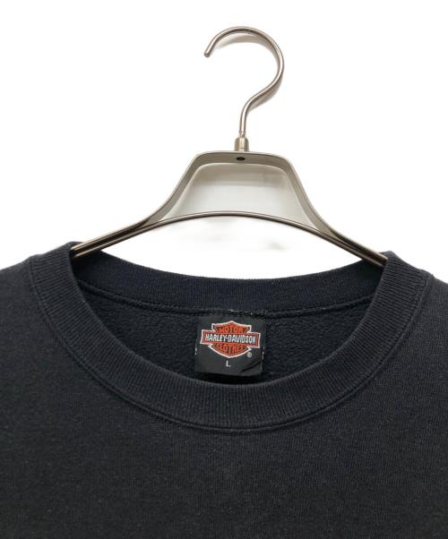 HARLEY-DAVIDSON（ハーレーダビッドソン）HARLEY-DAVIDSON (ハーレーダビッドソン) クルーネックスウェット ブラック サイズ:Lの古着・服飾アイテム