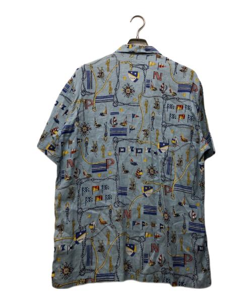 PAPAS ISLAND（パパス アイランド）PAPAS ISLAND (パパス アイランド) リネンオープンカラーシャツ スカイブルー サイズ:Lの古着・服飾アイテム