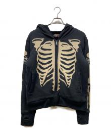 VANSON（バンソン）の古着「スケルトンジップパーカー」｜ブラック
