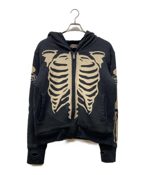 VANSON（バンソン）VANSON (バンソン) スケルトンジップパーカー ブラック サイズ:Mの古着・服飾アイテム