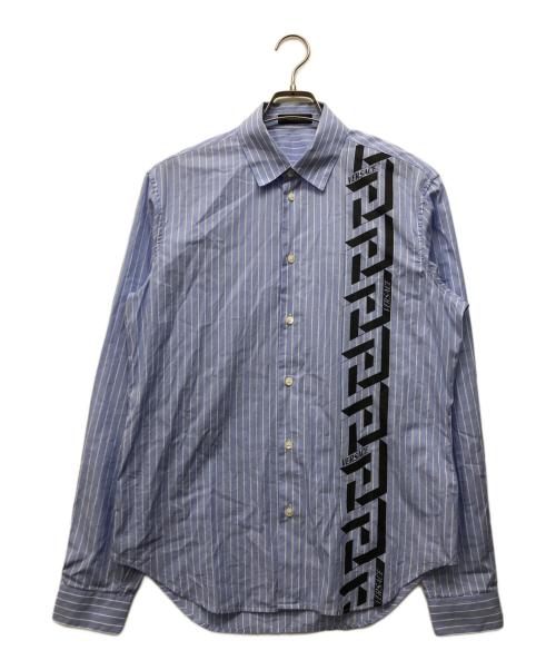 VERSACE（ヴェルサーチェ）VERSACE (ヴェルサーチェ) ストライプシャツ ブルー サイズ:39の古着・服飾アイテム