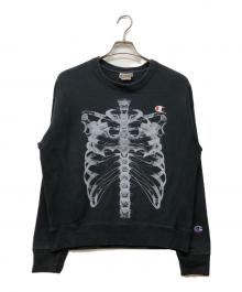 Champion REVERSE WEAVE（チャンピオン リバース ウィーブ）の古着「ボーンデザインスウェット」｜ブラック