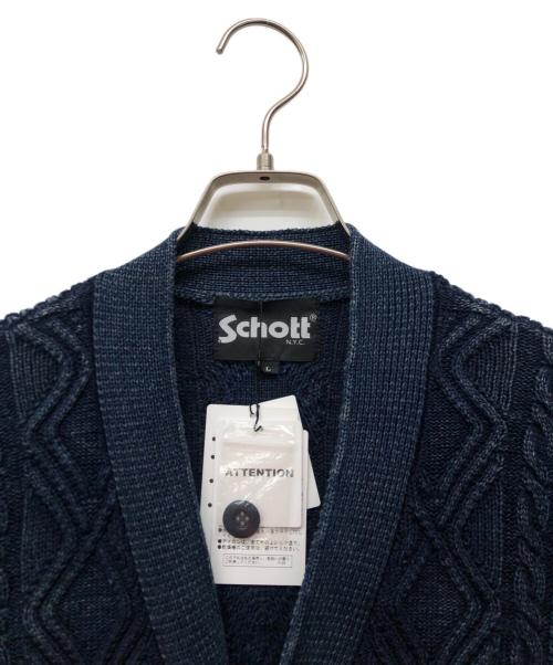 Schott（ショット）Schott (ショット) ケーブルカーディガン ネイビー サイズ:L 未使用品の古着・服飾アイテム