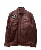 AVIREXアヴィレックス）の古着「AGED WAPPEN STAND ZIP RIDERS」｜ワインレッド