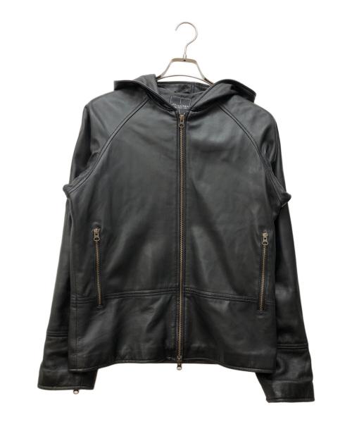 JTP LEATHER（ジェイティーピーレザー）JTP LEATHER (ジェイティーピーレザー) フーデッドレザージャケット ブラック サイズ:Mの古着・服飾アイテム