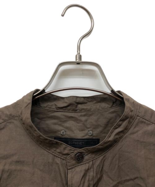 SOPHNET.（ソフネット）SOPHNET. (ソフネット) BAND COLLAR SHIRT ブラウン サイズ:XLの古着・服飾アイテム