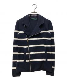 LAUREN RALPH LAUREN（ローレン ラルフ ローレン）の古着「ニットライダースジャケット」｜ネイビー