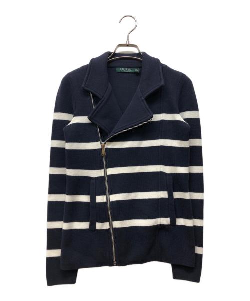 LAUREN RALPH LAUREN（ローレン ラルフ ローレン）LAUREN RALPH LAUREN (ローレン ラルフ ローレン) ニットライダースジャケット ネイビー サイズ:XXSの古着・服飾アイテム