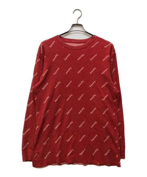 SUPREME（シュプリーム）Supreme (シュプリーム) Hanes (ヘインズ) オールオーバーロゴサーマルカットソー レッド サイズ:XLの古着・服飾アイテム