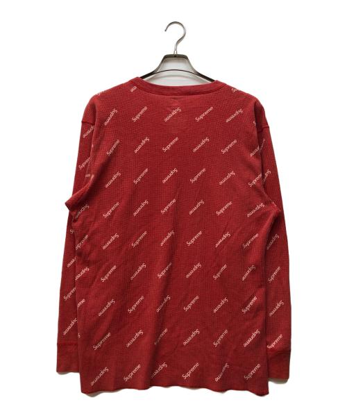 SUPREME（シュプリーム）Supreme (シュプリーム) Hanes (ヘインズ) オールオーバーロゴサーマルカットソー レッド サイズ:XLの古着・服飾アイテム