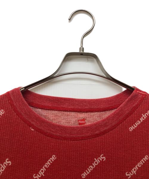 SUPREME（シュプリーム）Supreme (シュプリーム) Hanes (ヘインズ) オールオーバーロゴサーマルカットソー レッド サイズ:XLの古着・服飾アイテム