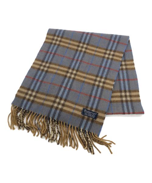 Burberry's（バーバリーズ）Burberry's (バーバリーズ) ノバチェックカシミヤマフラー ブルー×ブラウンの古着・服飾アイテム