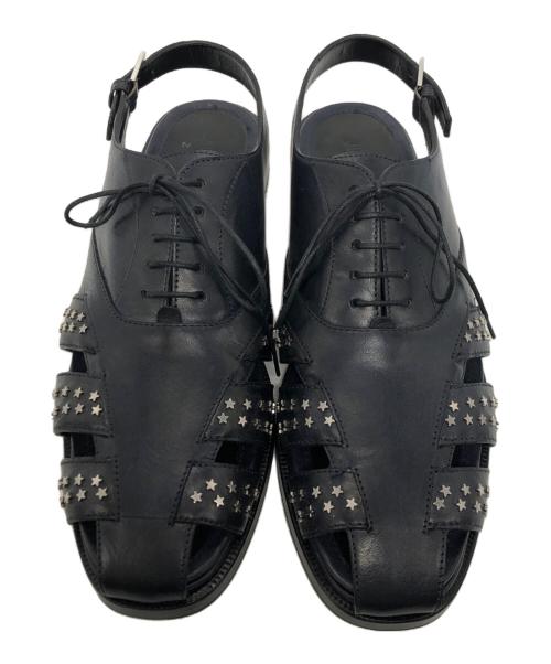 JIMMY CHOO（ジミーチュウ）JIMMY CHOO (ジミーチュウ) スタッズデザイングルカサンダル ブルー×ブラック サイズ:45の古着・服飾アイテム