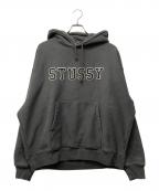 stussyステューシー）の古着「FELT APPLIQUE HOODIE」｜グレー
