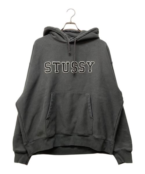 stussy（ステューシー）stussy (ステューシー) FELT APPLIQUE HOODIE グレー サイズ:XLの古着・服飾アイテム