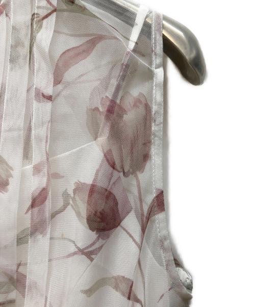CELFORD（セルフォード）CELFORD (セルフォード) レイヤードフラワープリントワンピース ホワイト×レッド サイズ:38の古着・服飾アイテム