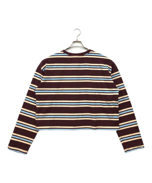 YOOU（ユー）YOOU (ユー) ヘンリーネックボーダーカットソー ブラウン サイズ:FREEの古着・服飾アイテム